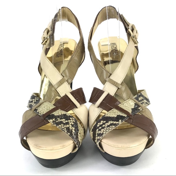Michael Kors Niki Genuine Snakeskin Strappy Heels - Picture 2 of 8